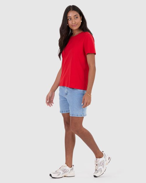 Blusa Básica Feminina Decote Redondo Com Pesponto Em Algodão