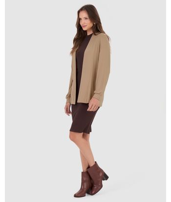 Cardigan Alongado Feminino Em Viscose Stretch