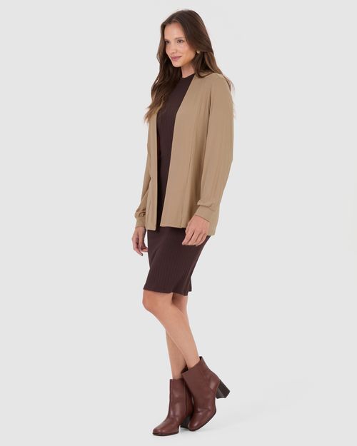 Cardigan Alongado Feminino Em Viscose Stretch