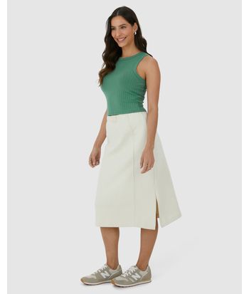 Regata Básica Feminina Long Cropped Em Malha Canelada De Viscose