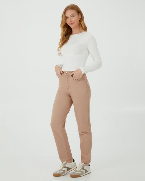 Blusa Cropped Feminina Decote Redondo Manga Longa Em Algodão