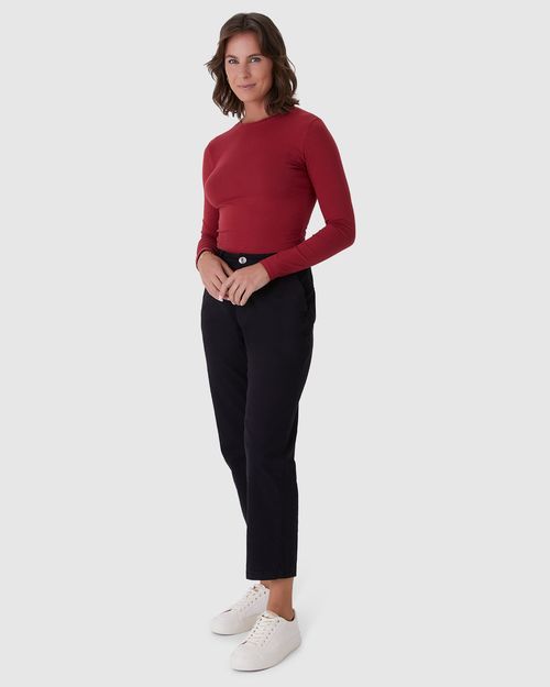 Blusa Cropped Feminina Decote Redondo Manga Longa Em Algodão