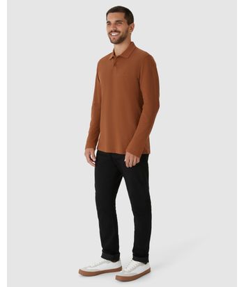 Camisa Polo Masculina Manga Longa Em Piquet Premium