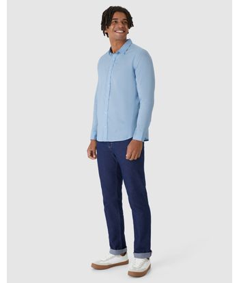 Camisa Masculina Regular Manga Longa Em Tricoline