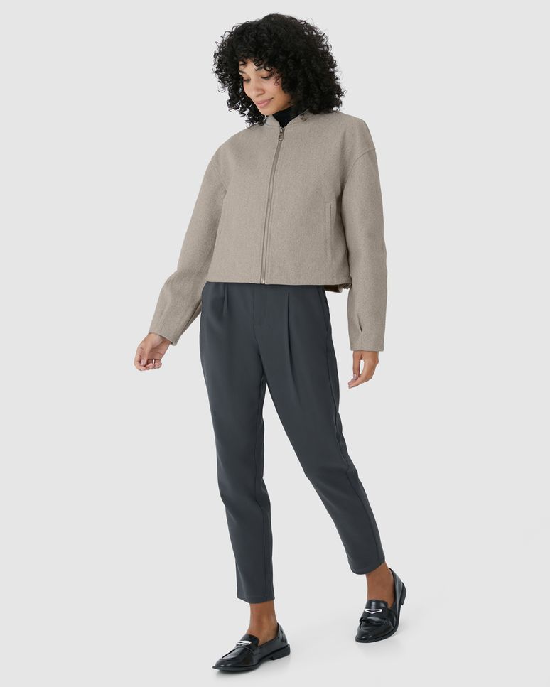 Jaqueta Feminina Bomber Bolso Funcional E Barra Com Regulagem Em Lã