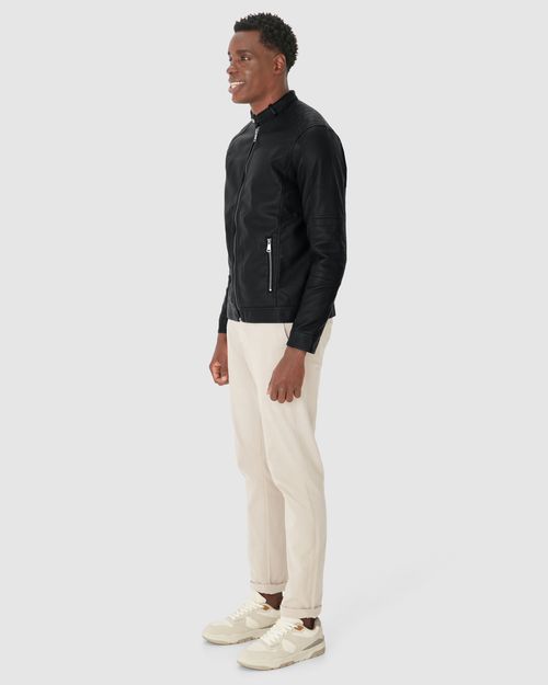Jaqueta Masculina Biker Bolso Lateral Em Corino