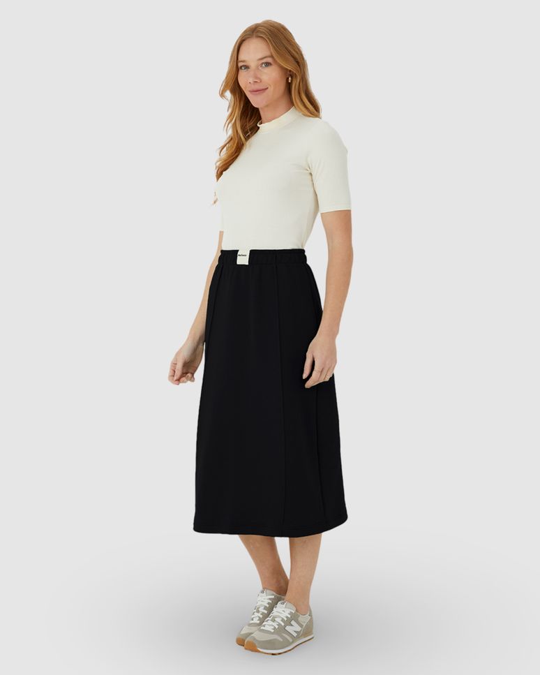 Saia Midi Feminina Cós Elástico Em Moletom Comfy Flanelado