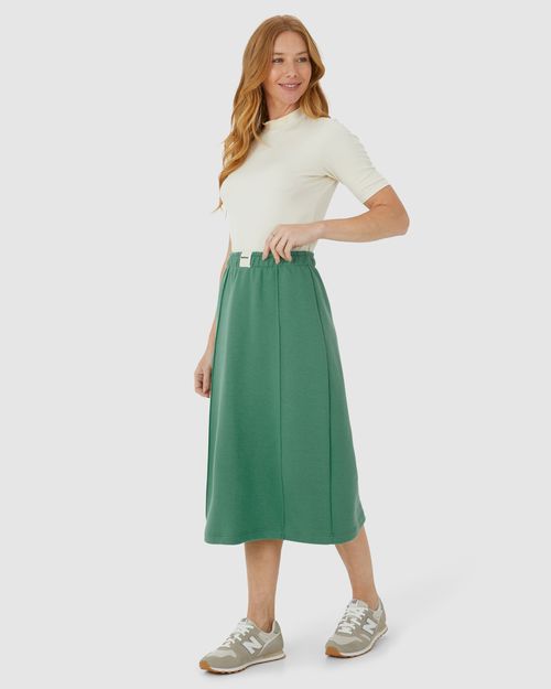 Saia Midi Feminina Cós Elástico Em Moletom Comfy Flanelado