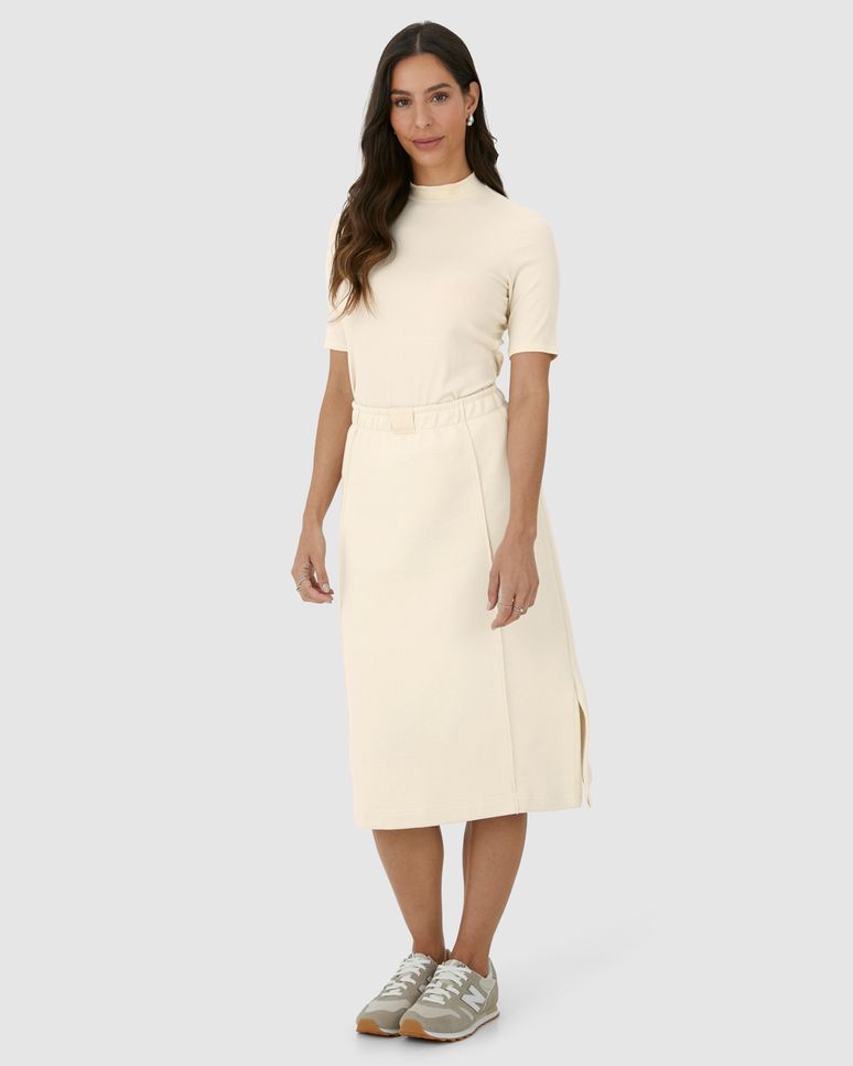 Saia Midi Feminina Cós Elástico Em Moletom Comfy Flanelado