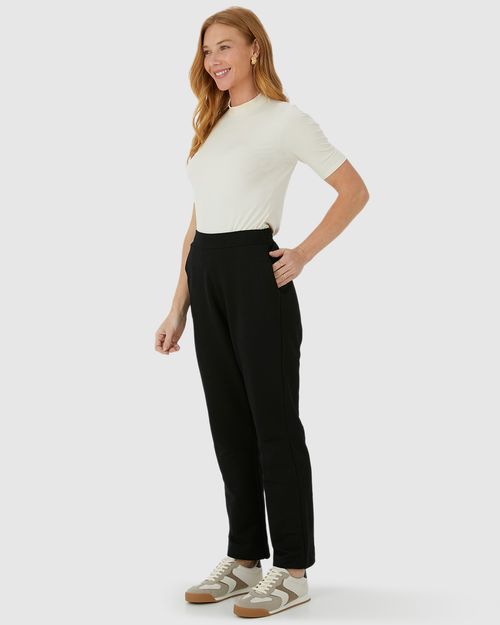 Calça Feminina Carrot Bolso Lateral Em Moletom