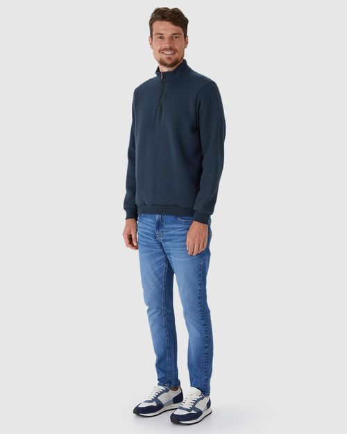 Blusão Masculino Gola Alta Fecho Zíper Em Moletom Comfy Flanelado