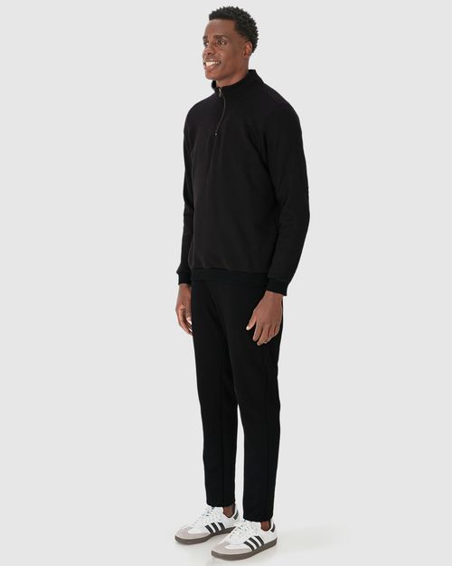 Blusão Masculino Gola Alta Fecho Zíper Em Moletom Comfy Flanelado