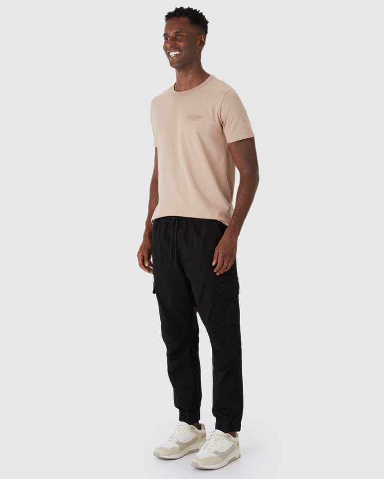 Calça Masculina Jogger Cargo Em Sarja Com Elastano