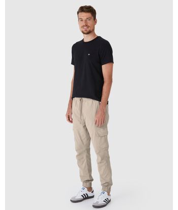 Calça Masculina Jogger Cargo Em Sarja Com Elastano