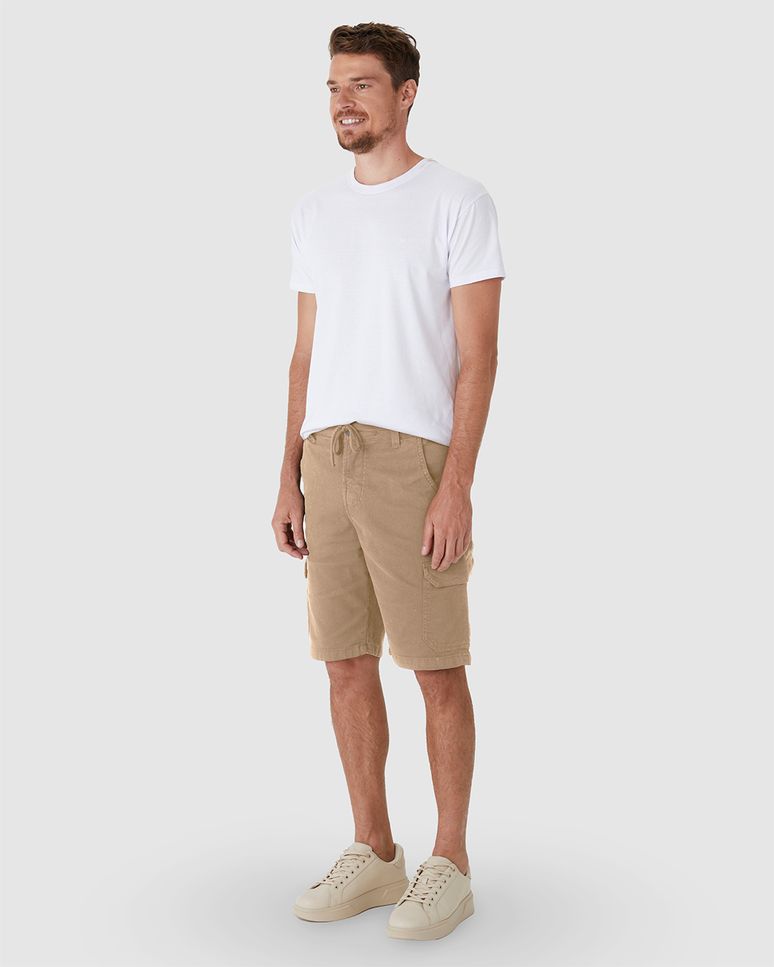 Bermuda Cargo Masculina Em Sarja Com Elastano