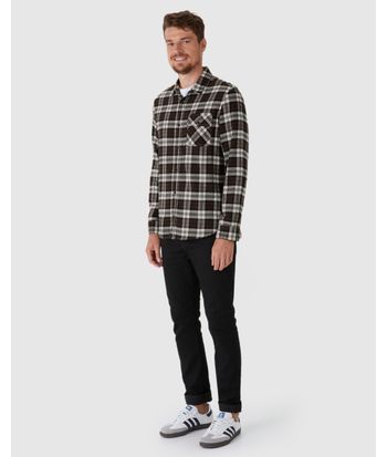 Camisa Masculina Xadrez Bolso Peitoral Em Flanela