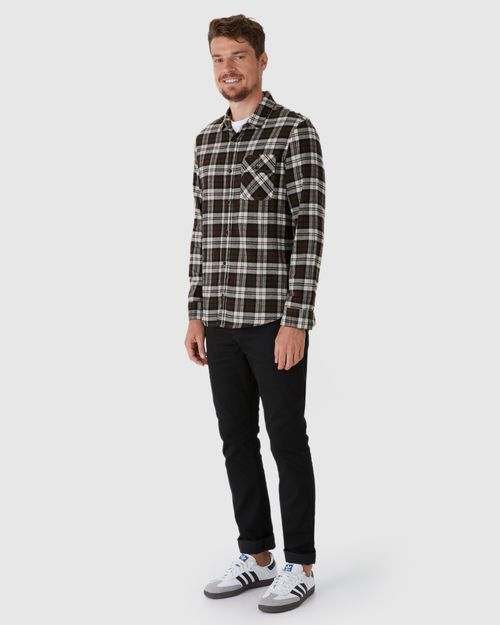 Camisa Masculina Xadrez Bolso Peitoral Em Flanela