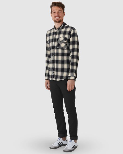 Camisa Masculina Xadrez Bolso Peitoral Em Flanela
