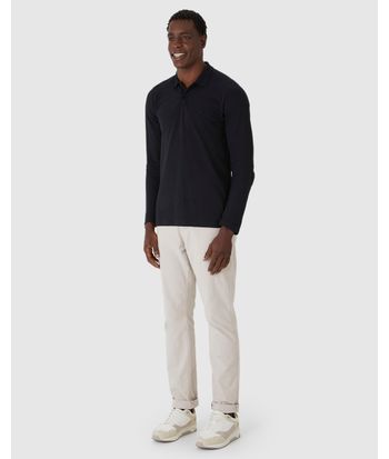 Camisa Polo Masculina Manga Longa Em Piquet Premium