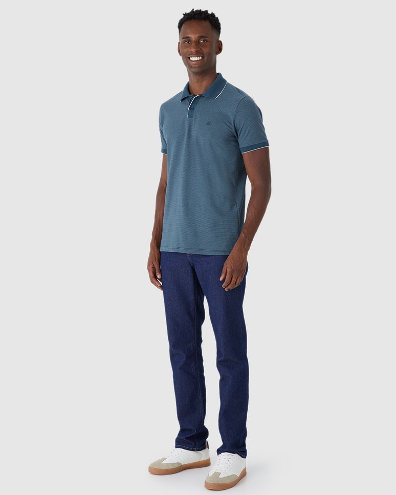 Camisa Polo Masculina Manga Curta Em Malha Texturizada