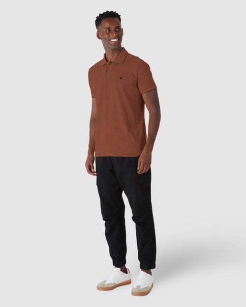 Camisa Polo Masculina Manga Curta Em Malha Texturizada
