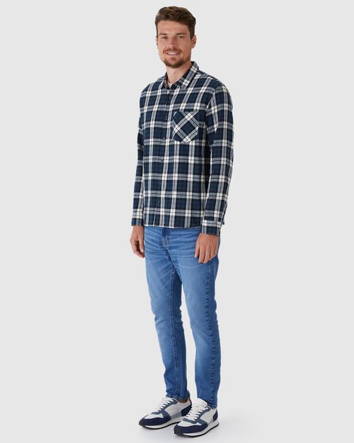 Camisa Masculina Manga Longa Estampa Xadrez Em Algodão Flanelado