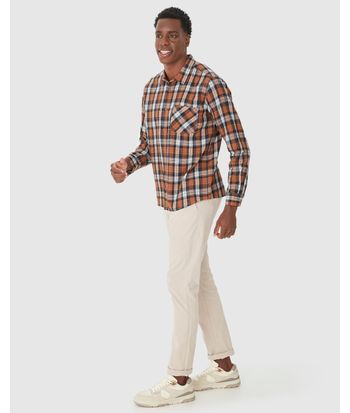 Camisa Masculina Manga Longa Estampa Xadrez Em Algodão Flanelado