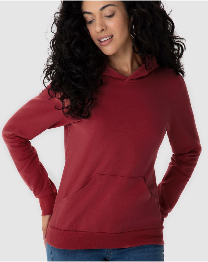 Blusão Básico Feminino Com Capuz Moletom Stretch Flanelado