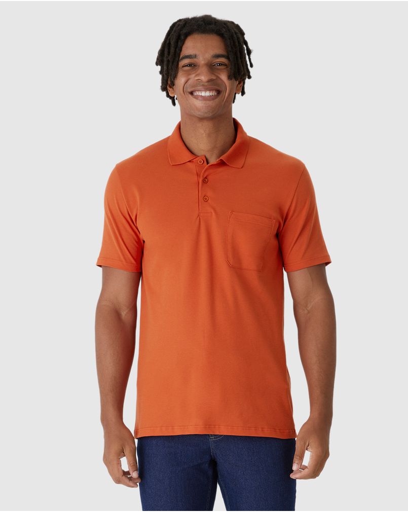 Camisa Polo Básica Masculina Gola Esporte E Bolso Piquet Stretch