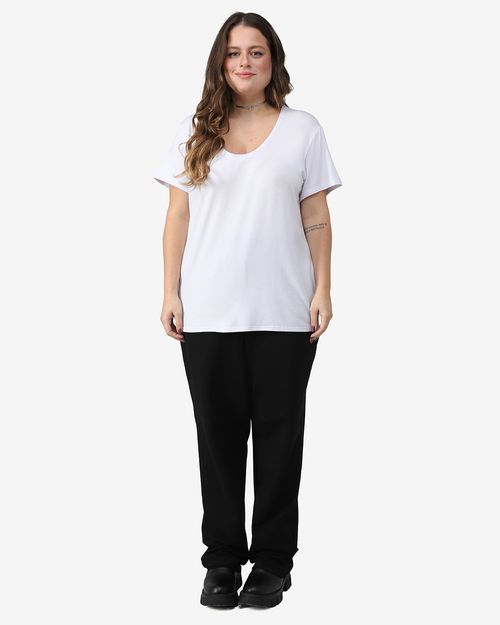 Camiseta Feminina Plus Size Gola U Tecnológica Modal - BASICAMENTE