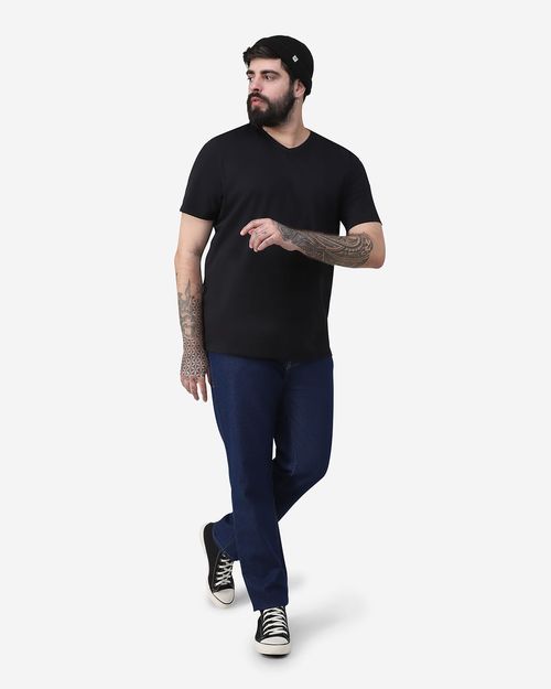 Camiseta Masculina Plus Size Gola V Tecnológica Anti Odor Em Algodão - BASICAMENTE