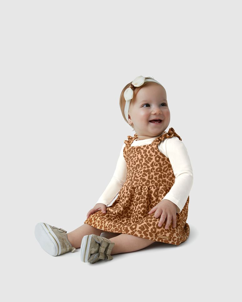 Conjunto Menina Body Manga Longa E Vestido Malha Jacquard Lurex - Carinhoso