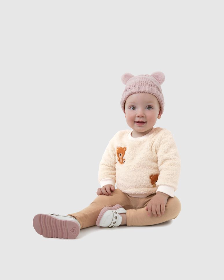 Conjunto Menina Blusão Com Aplique Bordado Em Pelúcia Lurex - Carinhoso