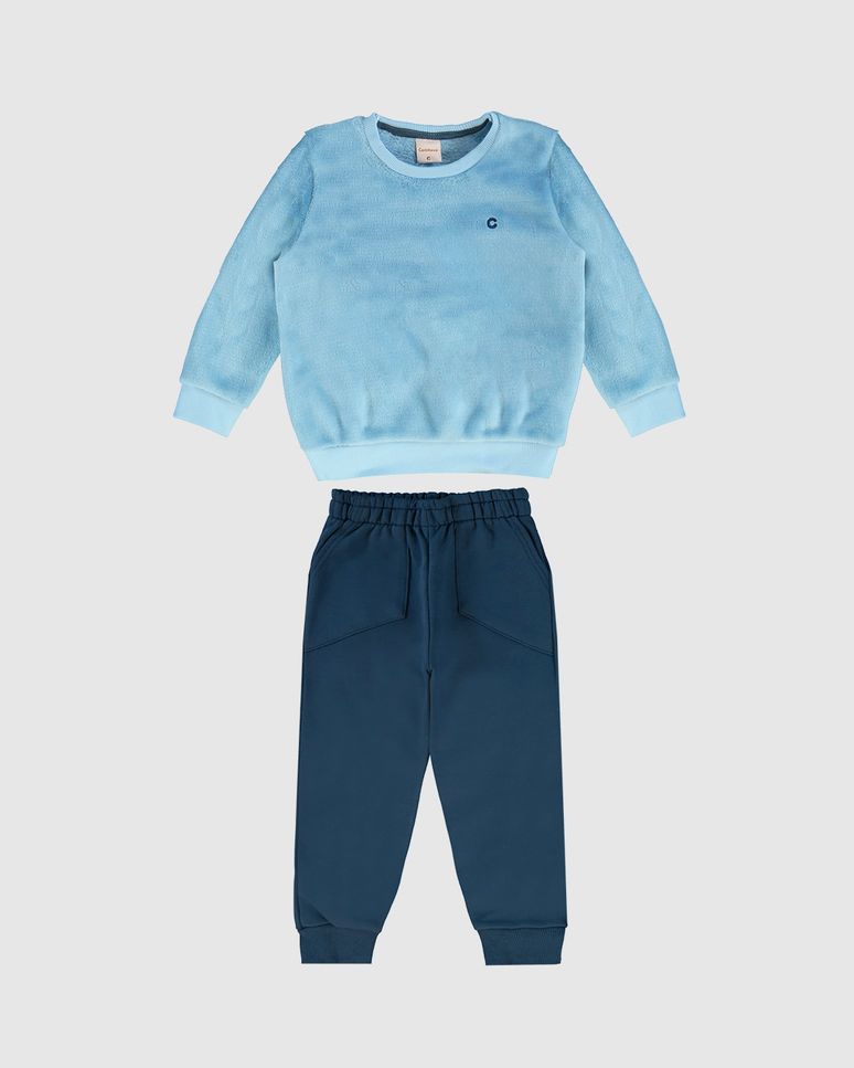 Conjunto Menino Blusão Manga Longa Em Pelúcia - Carinhoso