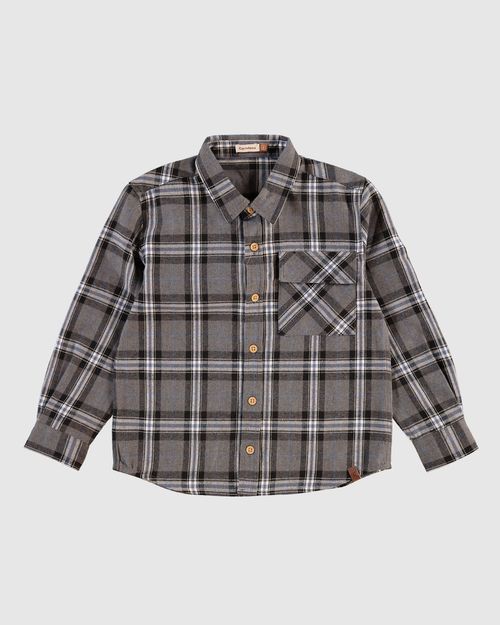 Camisa Menino Manga Longa Xadrez Em Algodão Flanelado - Carinhoso