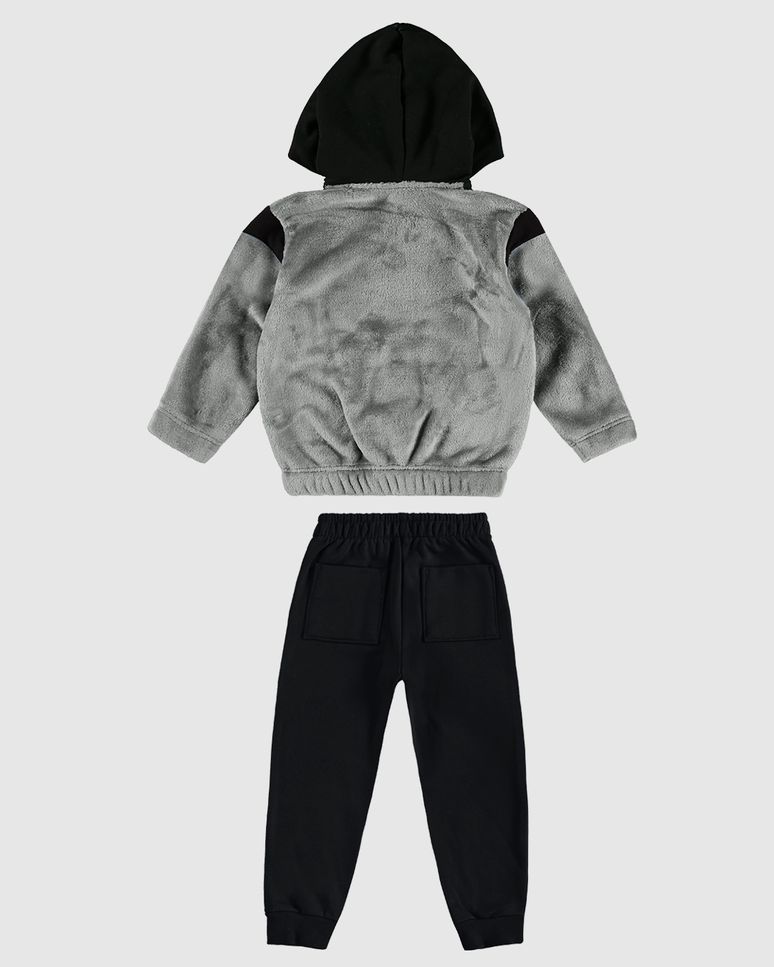Conjunto Menino Jaqueta Bicolor Com Capuz Em Pelúcia - Carinhoso