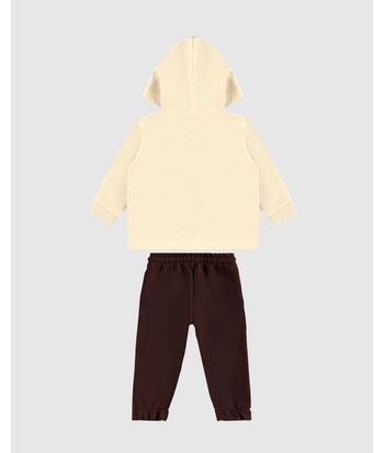 Conjunto Menino Blusão Com Capuz Em Moletom E Jacquard - Carinhoso