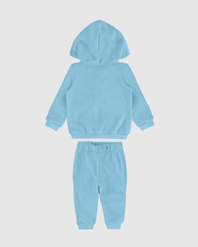 Conjunto Bebê Unissex Jaqueta Com Capuz E Calça Em Pelúcia - Carinhoso