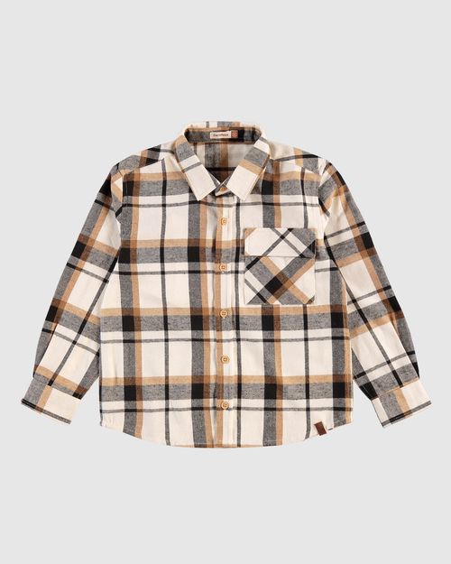 Camisa Menino Manga Longa Xadrez Em Algodão Flanelado - Carinhoso