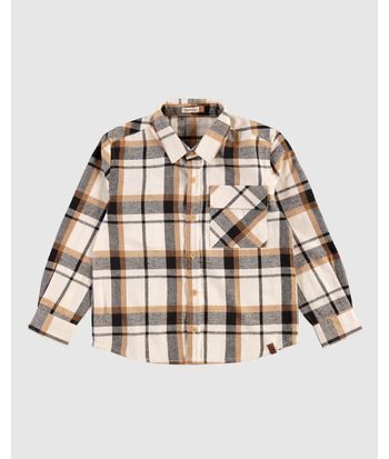 Camisa Menino Manga Longa Xadrez Em Algodão Flanelado - Carinhoso