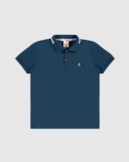 Camisa Polo Menino Peitilho Frontal Em Algodão - Carinhoso