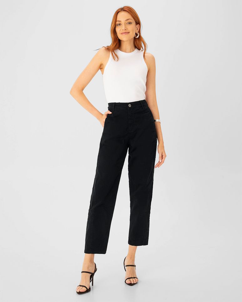 Calça Feminina Slouchy Em Sarja Com Elastano - ENFIM