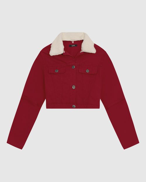 Jaqueta Cropped Feminina Gola Pelo Removível Em Sarja Com Elastano - ENFIM