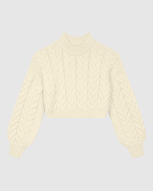 Suéter Feminino Gola Alta Em Tricô Trançado - ENFIM