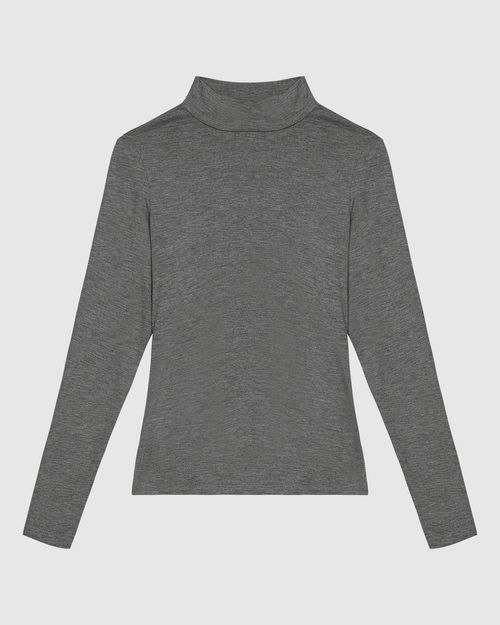Blusa Básica Feminina Gola Alta Em Malha Viscose Stretch - ENFIM