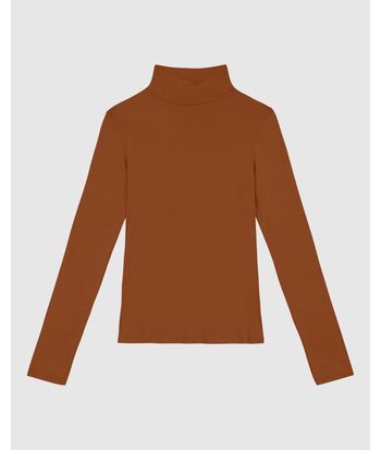 Blusa Básica Feminina Gola Alta Em Malha Viscose Stretch - ENFIM