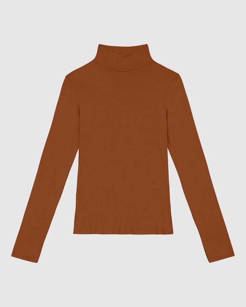 Blusa Básica Feminina Gola Alta Em Malha Viscose Stretch - ENFIM