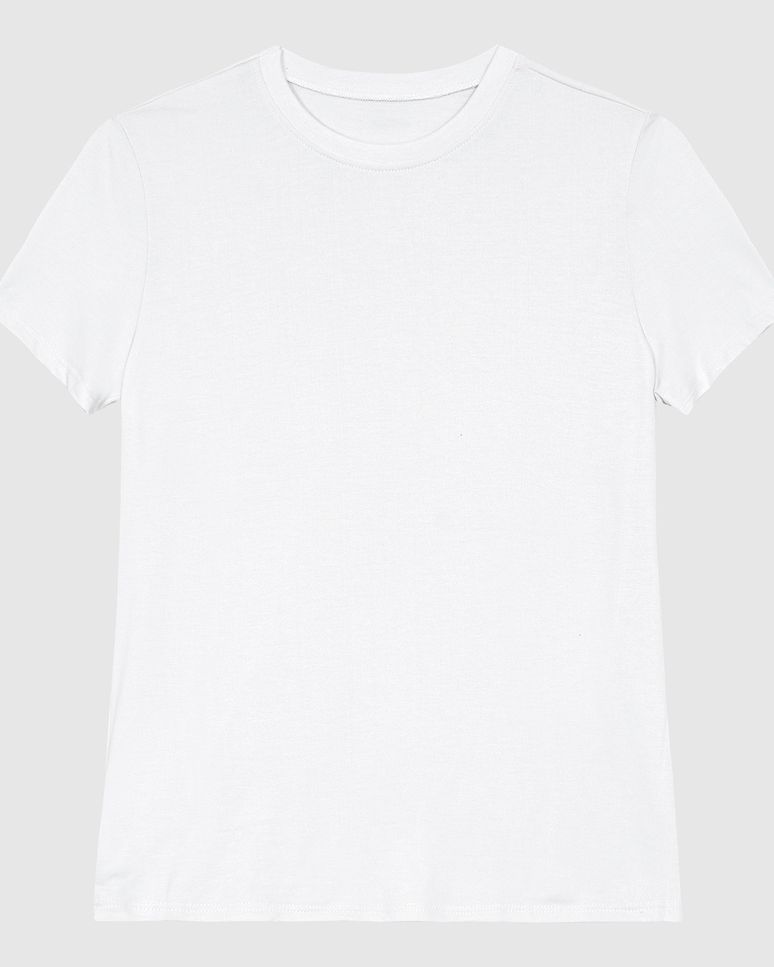 Blusa Feminina Slim Gola Redonda Manga Curta Em Viscose Stretch - ENFIM