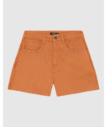 Shorts Feminino Cintura Alta Lateral Desfiada Em Jeans 100% Algodão - ENFIM