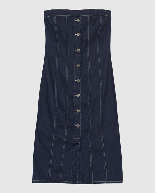 Vestido Midi Feminino Sem Alças Em Jeans Com Elastano - ENFIM